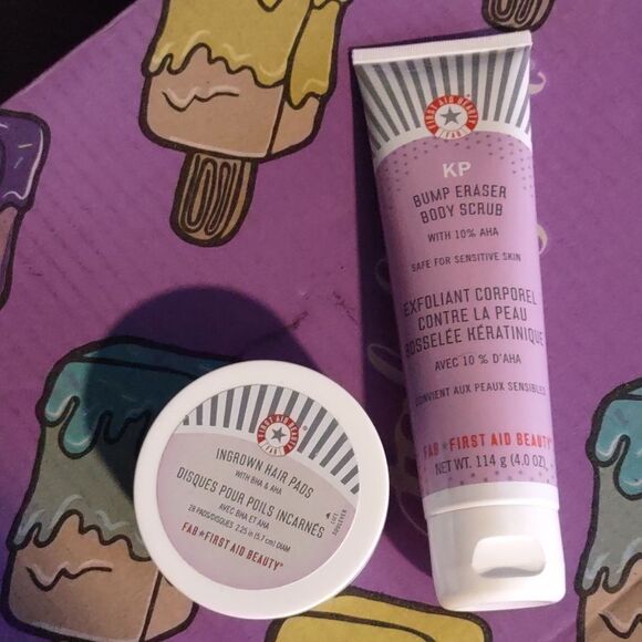 NEW First Aid Beauty Ingrown Hair Pads & KP Bump Eraser Body Scrub - Picture 1 of 4